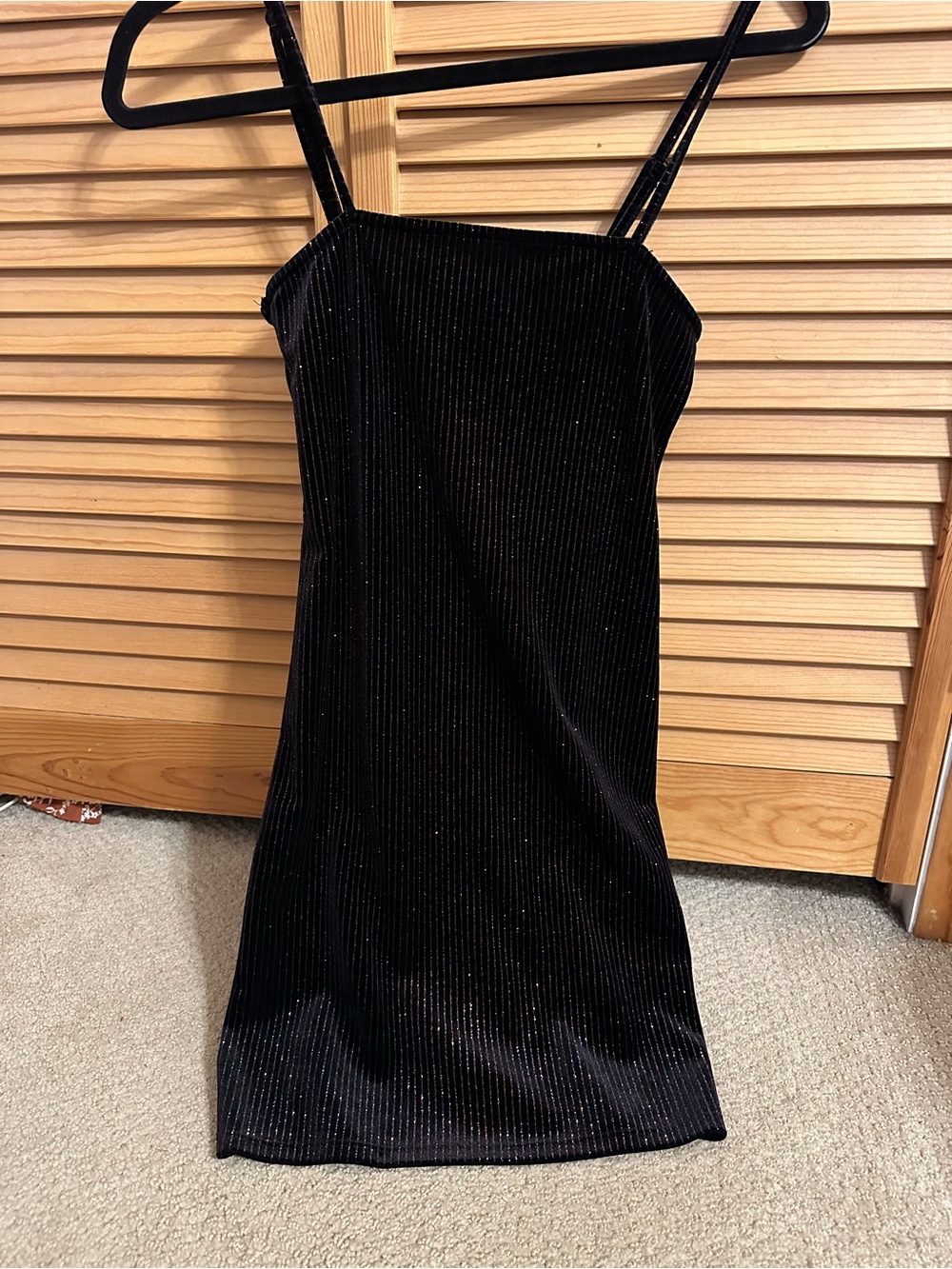 Forever 21 Black Sparkle Velvet Mini Slip Dress